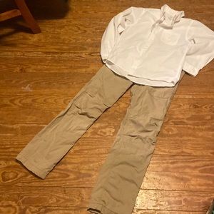 Khaki pants and white button down. Essential wardrobe items!